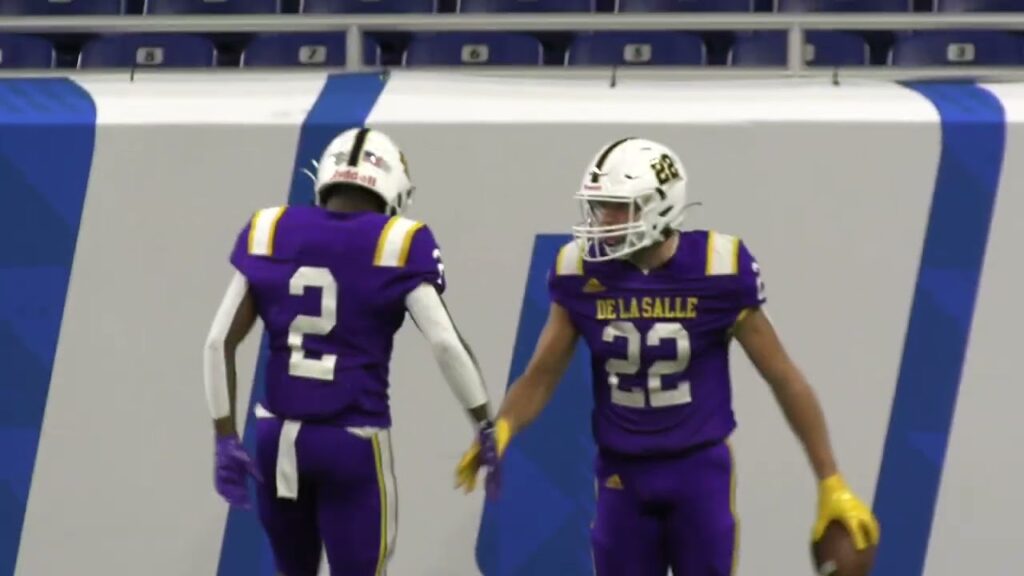 de la salle 2023 qb brady drogosh cincinnati commit finds 2023 wr jack yanachik 2nd play of game