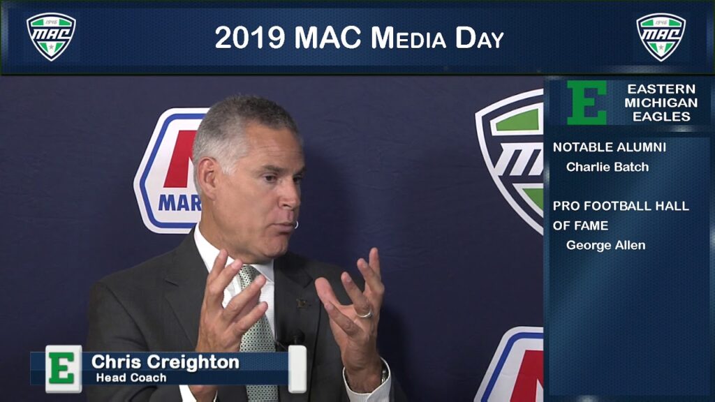 eastern michigan head coach chris creighton mac football media day 2019