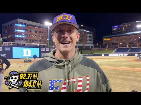 ecu baseball starting pitcher nick logusch after the 12 2 win over duke