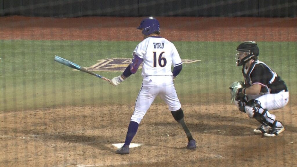 ecu baseballs parker byrd becomes first division i baseball player to play with prosthetic leg