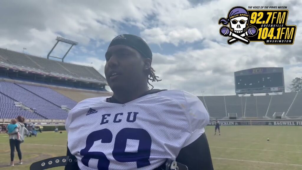 ecu football ol noah henderson after spring practice in dowdy ficklen stadium