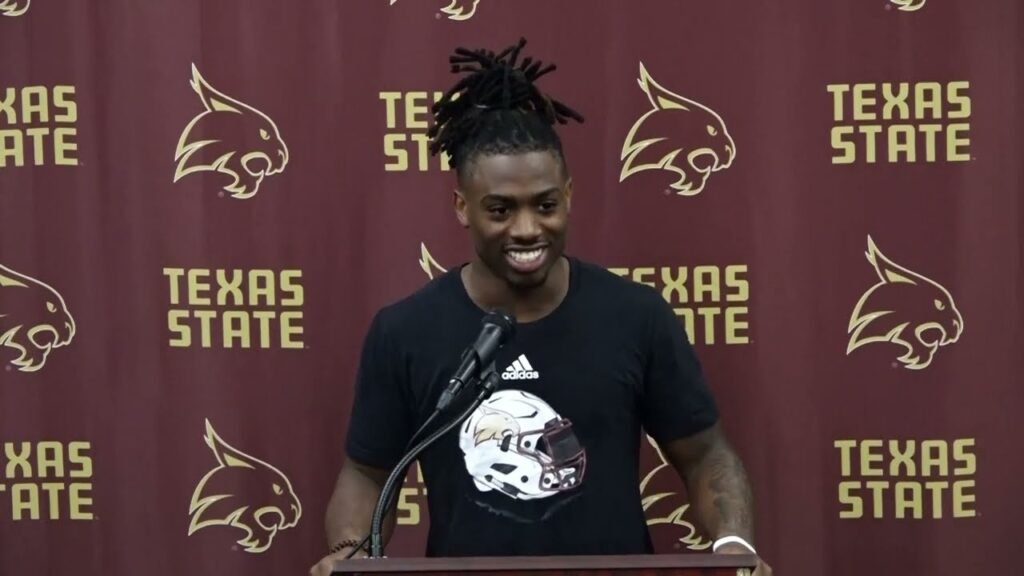 fb cb alonzo edwards jr texas state football press conference april 20 2023