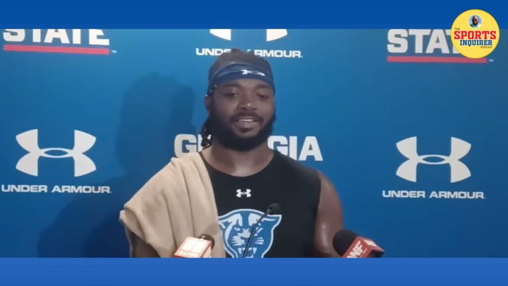 fighting peaches georgia state football ahmon green discusses opening of fall camp 8 7 24