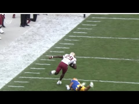 florida state rb rodney hill runs through the pittsburgh defender and barely breaks stride