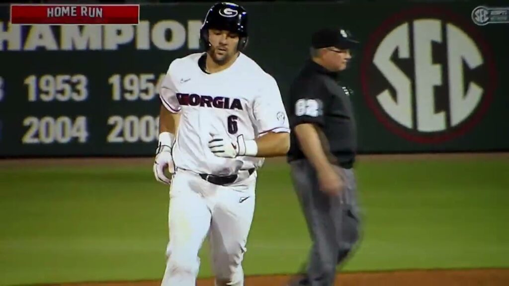 georgia baseballs corey collins hits home run vs kennesaw state