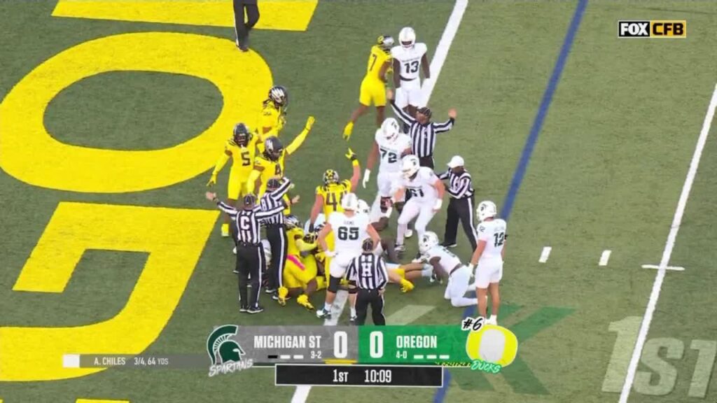 goal line stop for oregon vs michigan state oregon football 10 04 2024