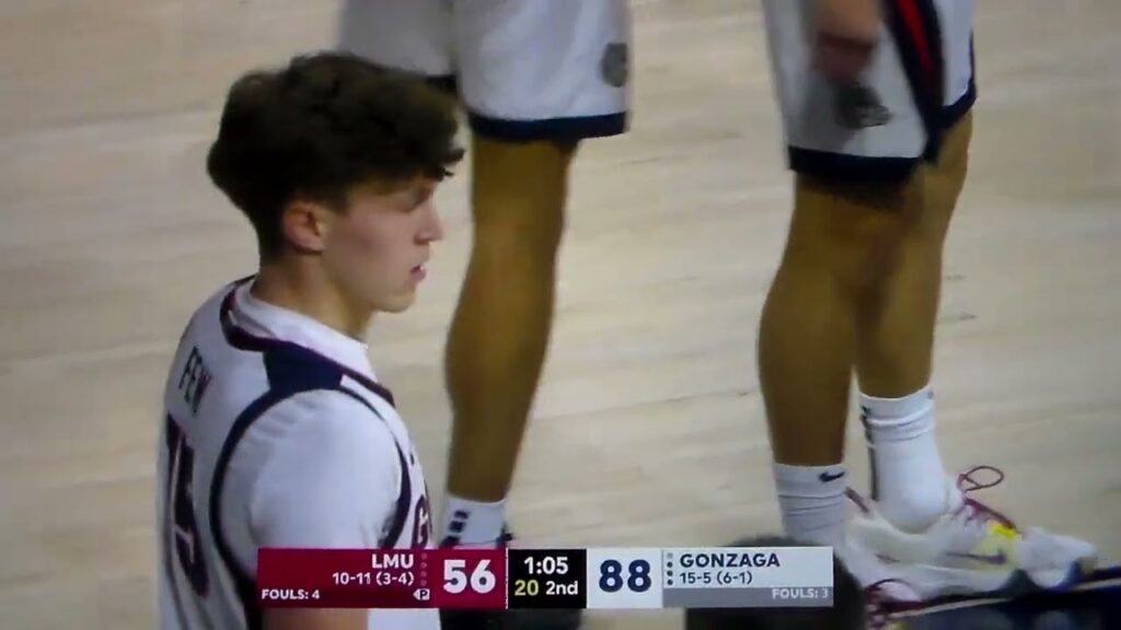 gonzagas joe few is fouled and hits basket but basket doesnt count vs loyola marymount