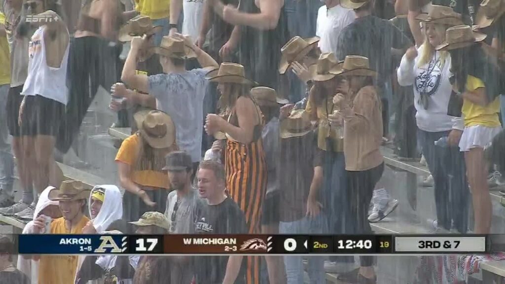 hail storm makes akron vs western michigan conditions less than ideal espn college football