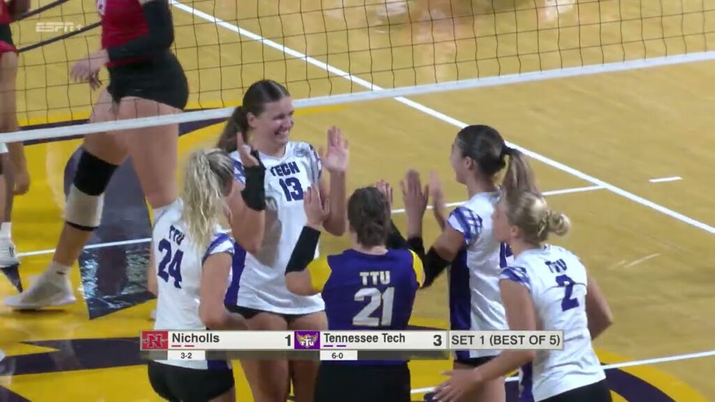 highlights 9 13 24 tennessee tech volleyball vs nicholls