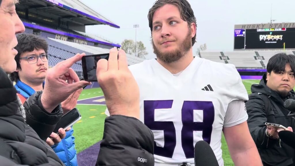 husky football 2024 spring practice interview with zach henning