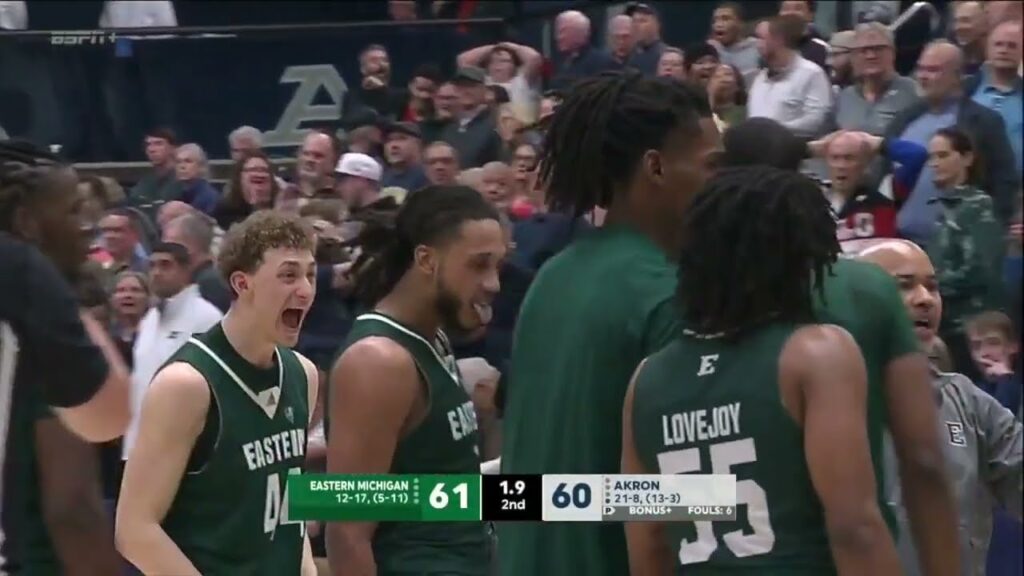 jalin billingsley game winning dunk eastern michigan vs akron basketball 03 05 24