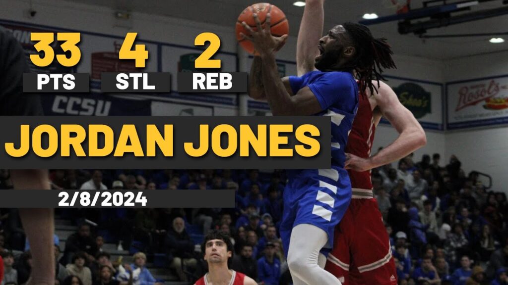 jordan jones career high central connecticut blue devils 33 pts 4 stl 2 reb vs sacred heart pioneers