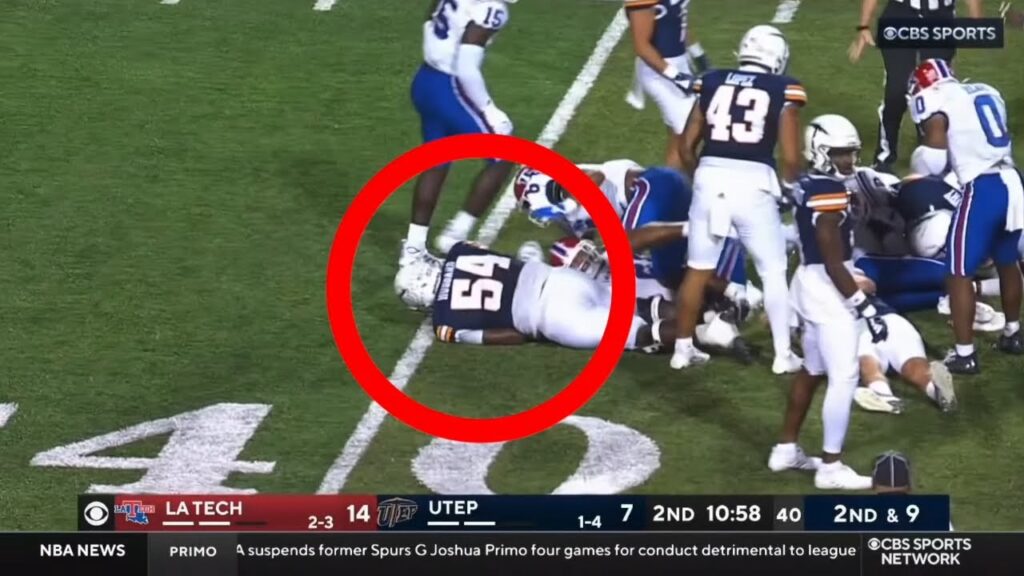 louisiana tech player stomps on utep players head