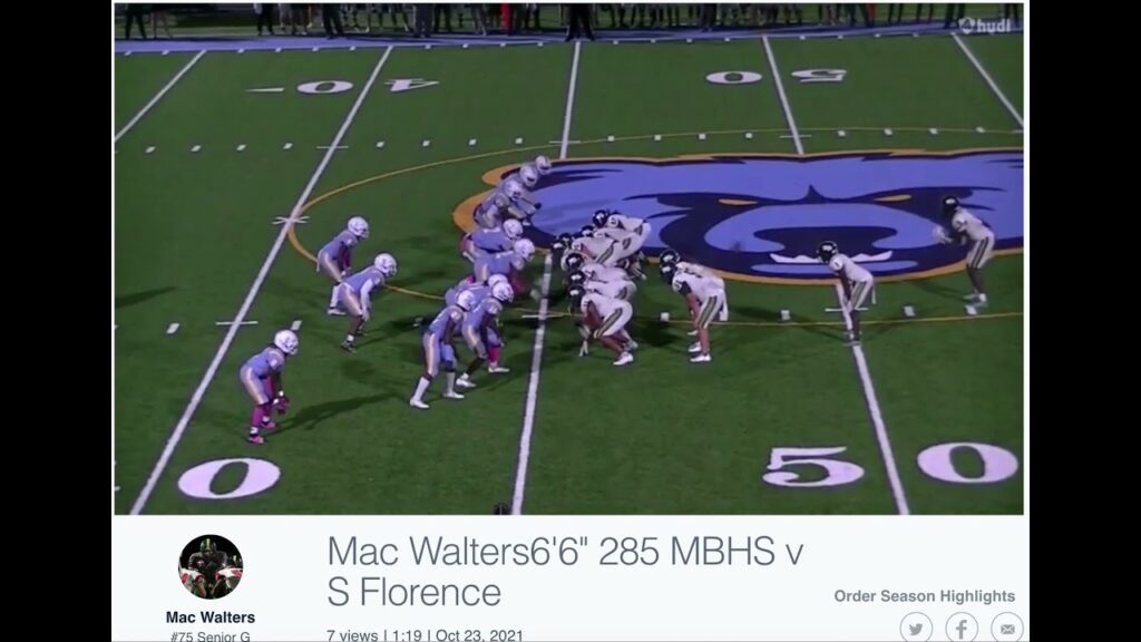 mac walters 75 66 285 lbs class of 22 myrtle beach high school vs south florence 2021