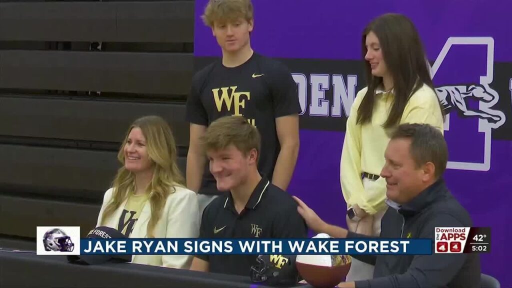 minden footballs jake ryan signing ceremony with wake forest