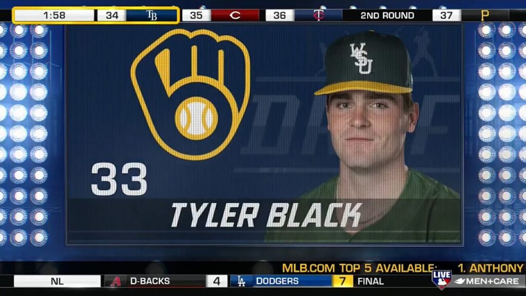 mlb network tyler black drafted 33rd overall by milwaukee brewers in 2021 mlb draft