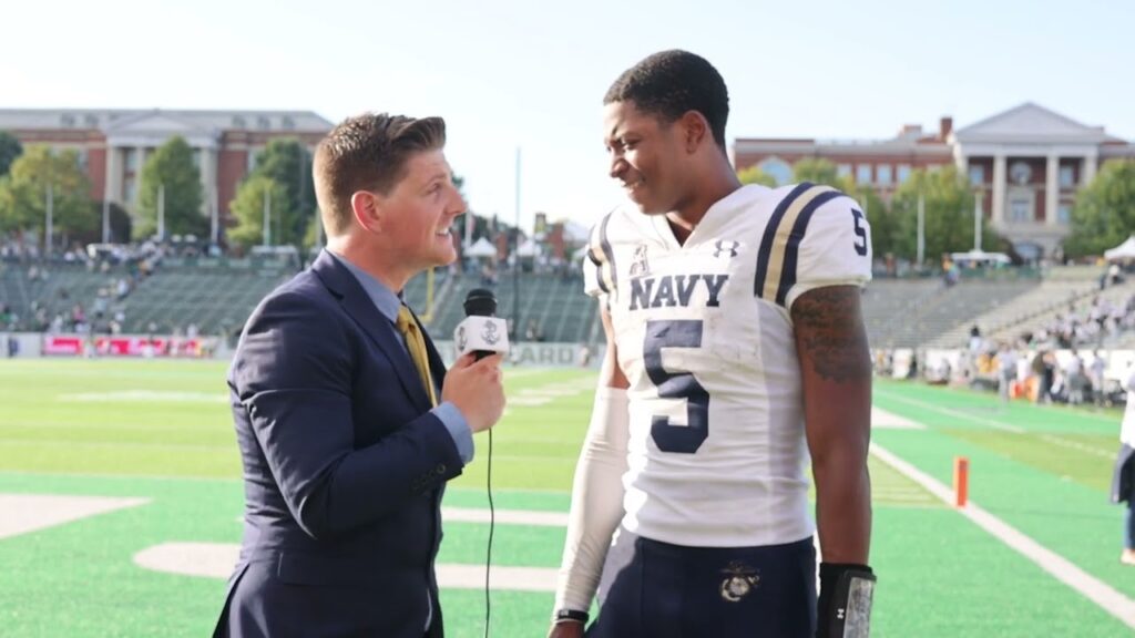 navy football postgame interview braxton woodson vs charlotte