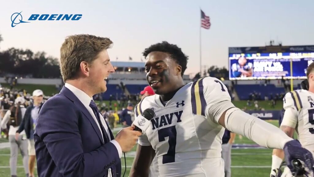 navy football postgame interview mbiti williams jr vs north texas