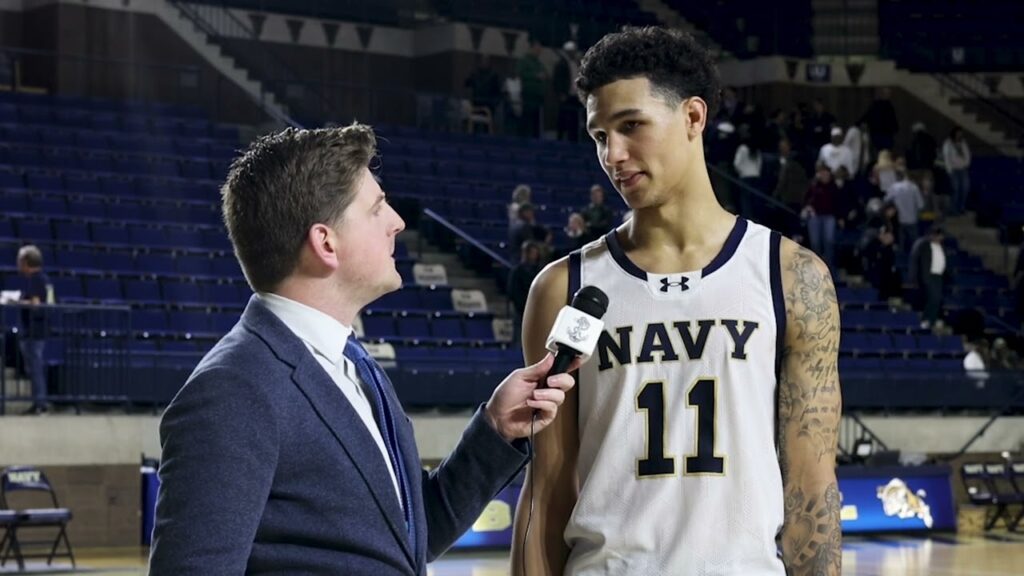 navy mens basketball postgame interview donovan draper vs william mary