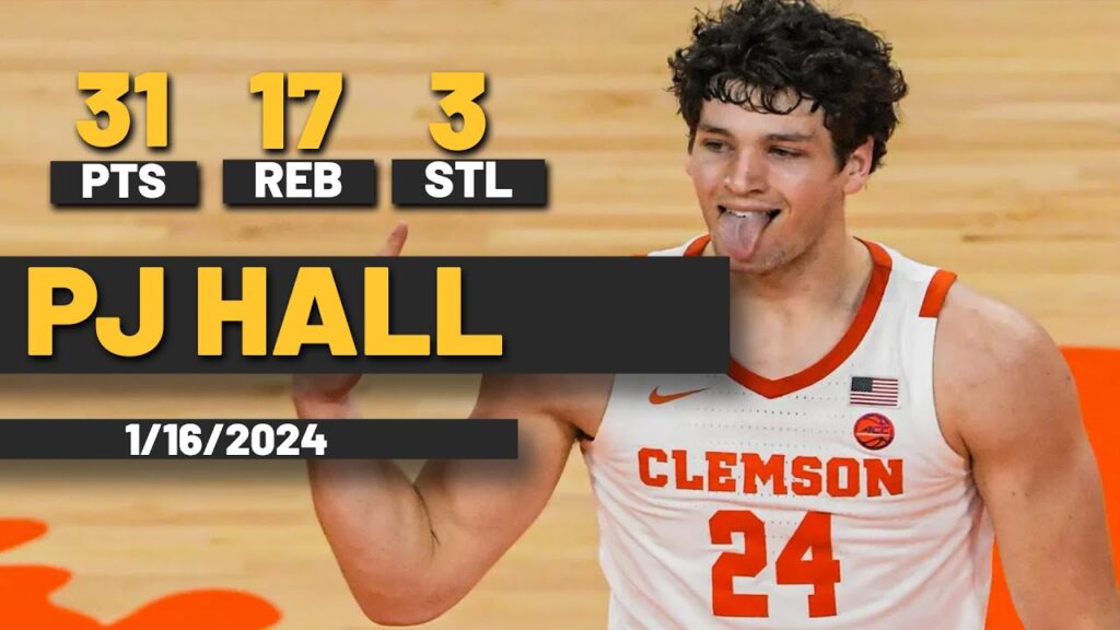 nba prospect pj hall clemson tigers 31 pts 17 reb 3 stl vs georgia tech yellow jackets