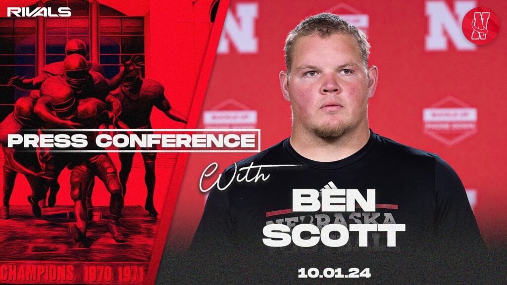 nebraska football husker center ben scott rutgers press conference oct 1 2024