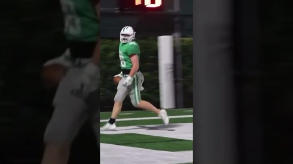 newman qb eli friend finds te will loerzel for the td in jamboree last week against st martins