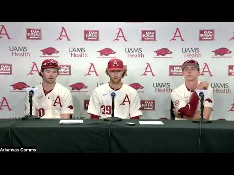 peyton stovall hunter hollan jace bohrofen talk about arkansas 6 2 win over wright state game 3