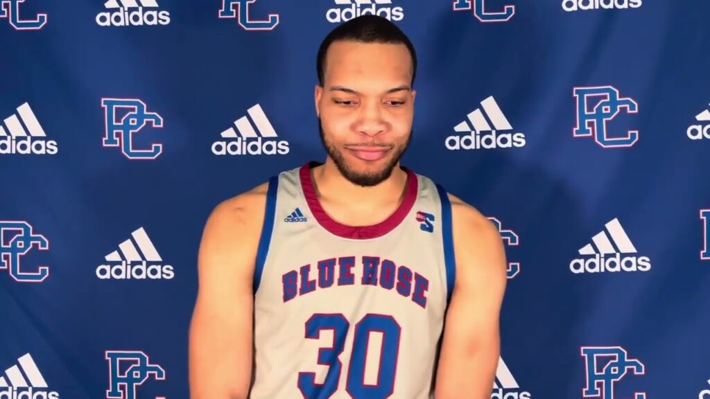 presbyterian junior forward kaleb scott after the win over mid atlantic christian