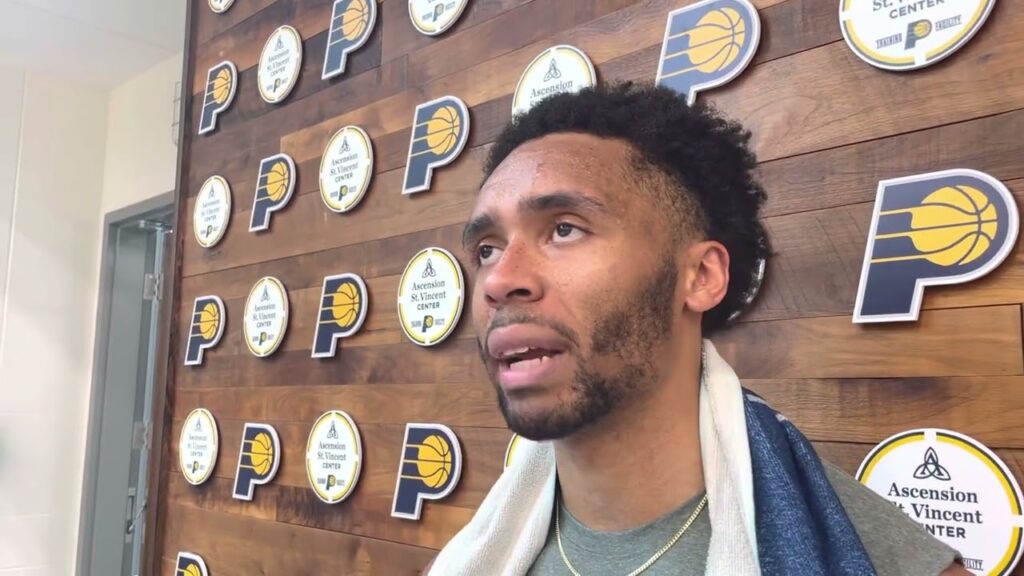 st bonaventure star jalen adaway speaks to the media after his pacers pre draft workout