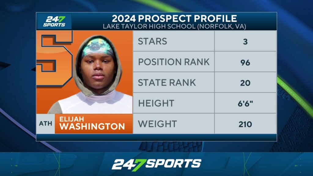 syracuse football recruit spotlight 2024 te elijah washington