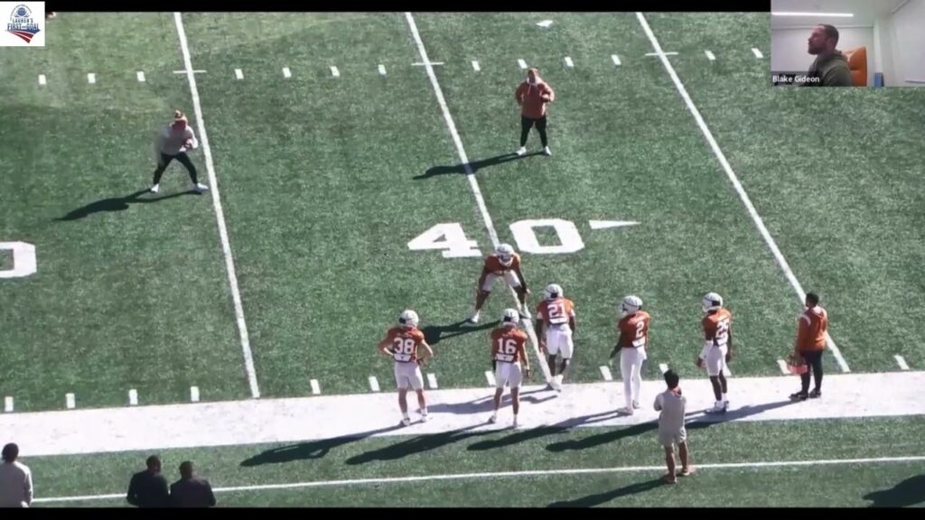 texas safeties coach blake gideon block defeat drills