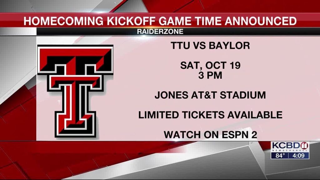 texas tech vs baylor set for 3 p m kick on oct 19