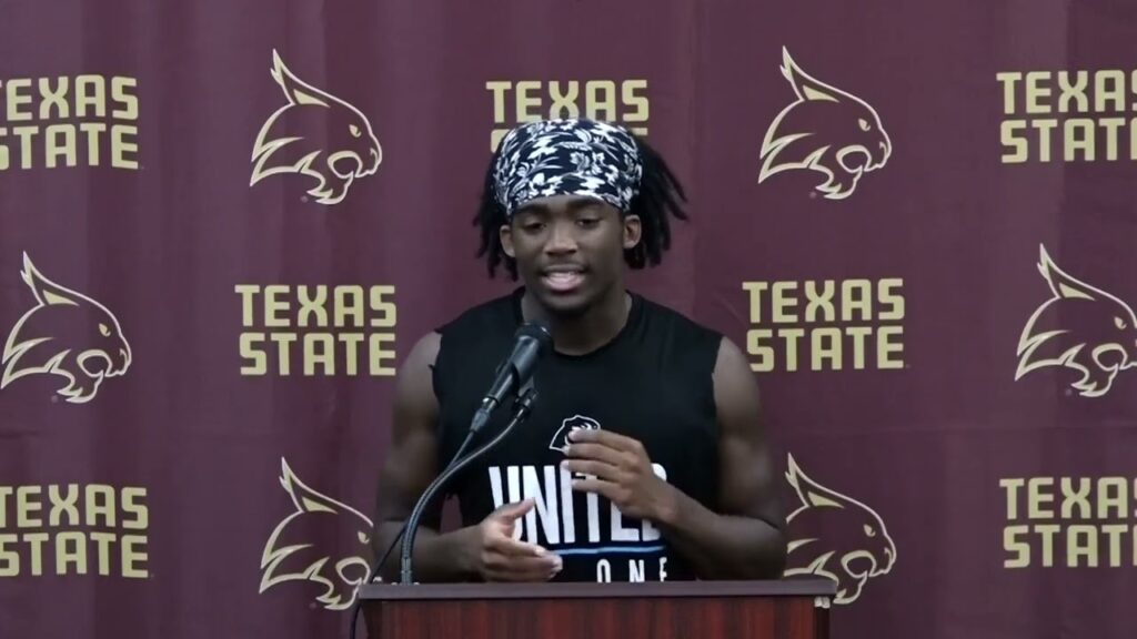 txst footballs kole wilson talks about his own familiarity with the g j kinne offense