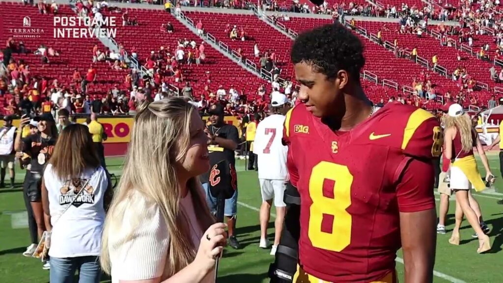 usc wr jakobi lane on his career day two touchdowns against wisconsin