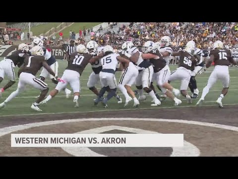 western michigan takes down akron after five hour weather delay