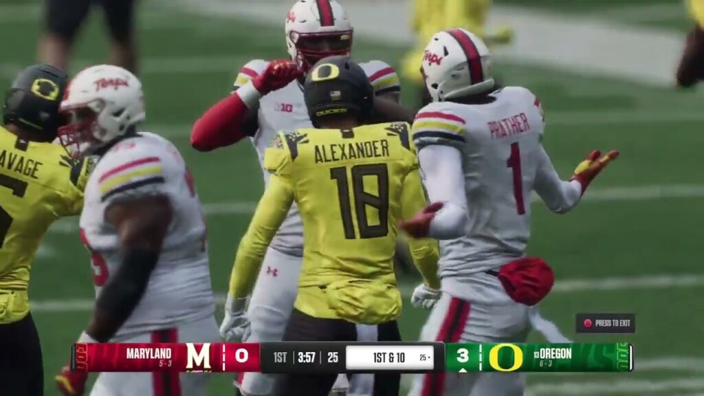 maryland terrapins 5 3 vs 13 oregon ducks 6 3 november 9 2024