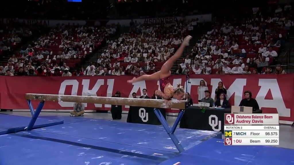 audrey davis near perfect 9 975 beam oklahoma vs michigan 3 1 24