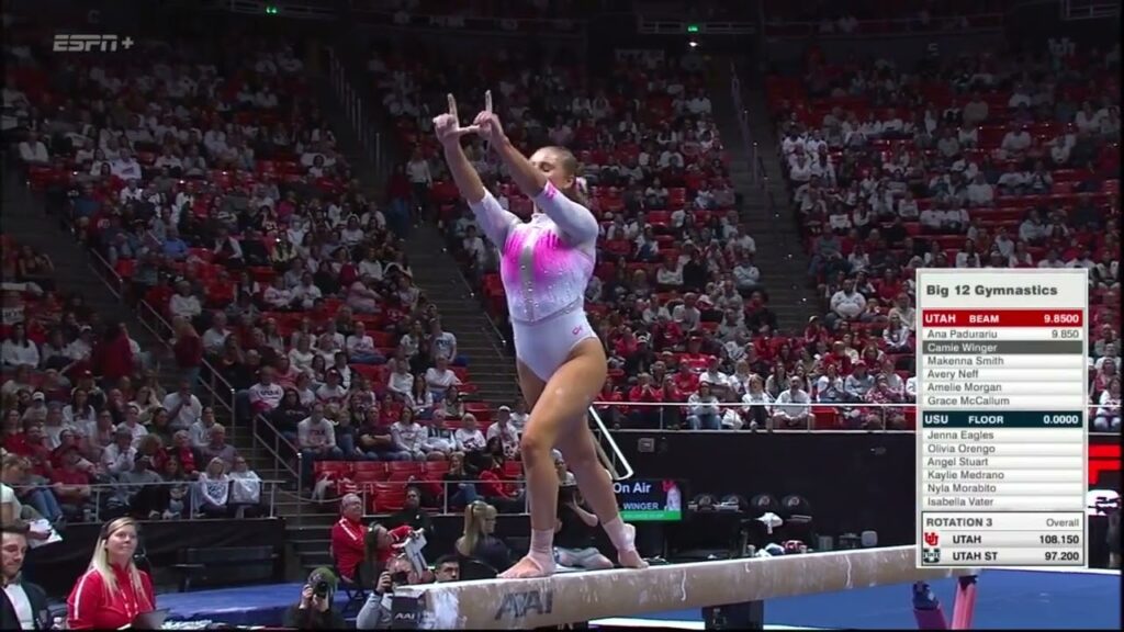 camie winger career high 9 95 beam utah vs utah state 1 3 25