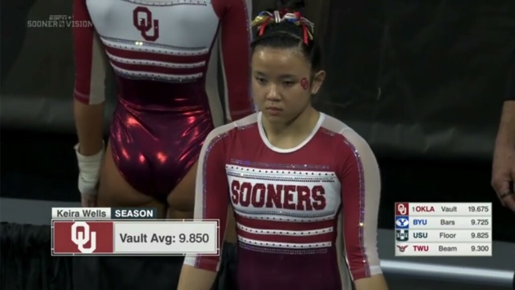 keira wells career high 9 925 vault oklahoma vs byu usu twu 2 9 24