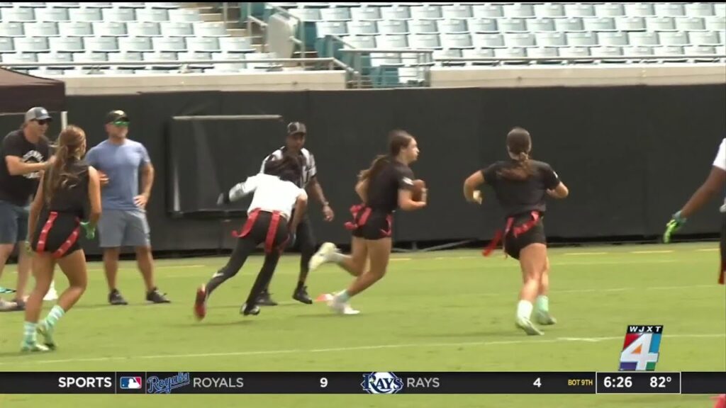 jaguars host flag football event for girls at tiaa bank field